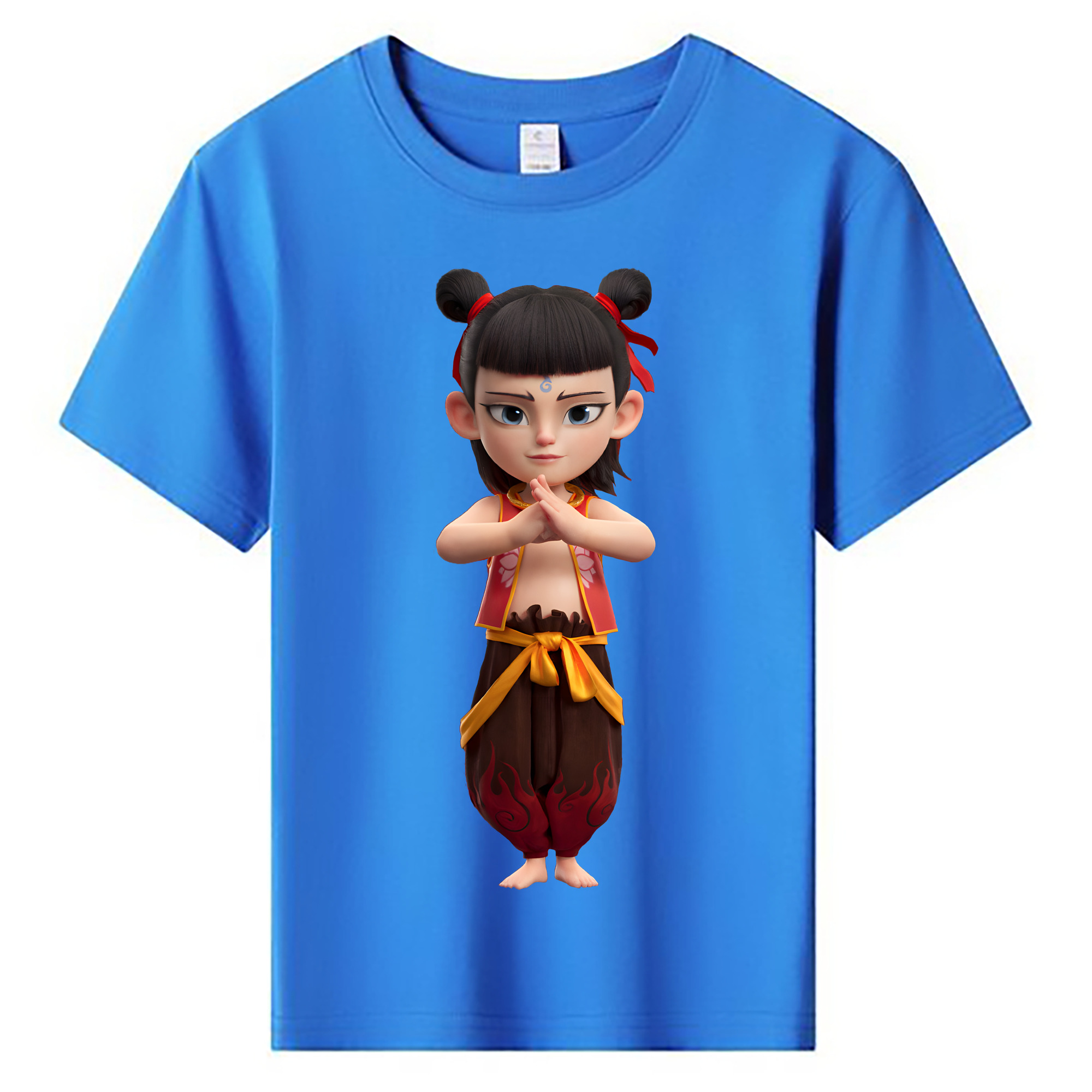 （画像用） Ne Zha 2 ナタ 魔童の大暴れ 綿100％キッズTシャツ（フロントプリント）